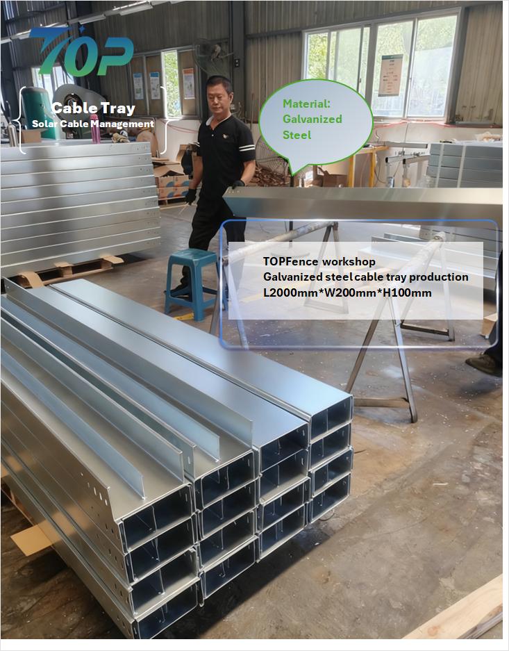 Produção e envio de bandeja de cabos solares galvanizados