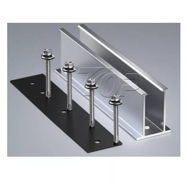 Mini trilho para montagem em painel solar em telhado de metal
